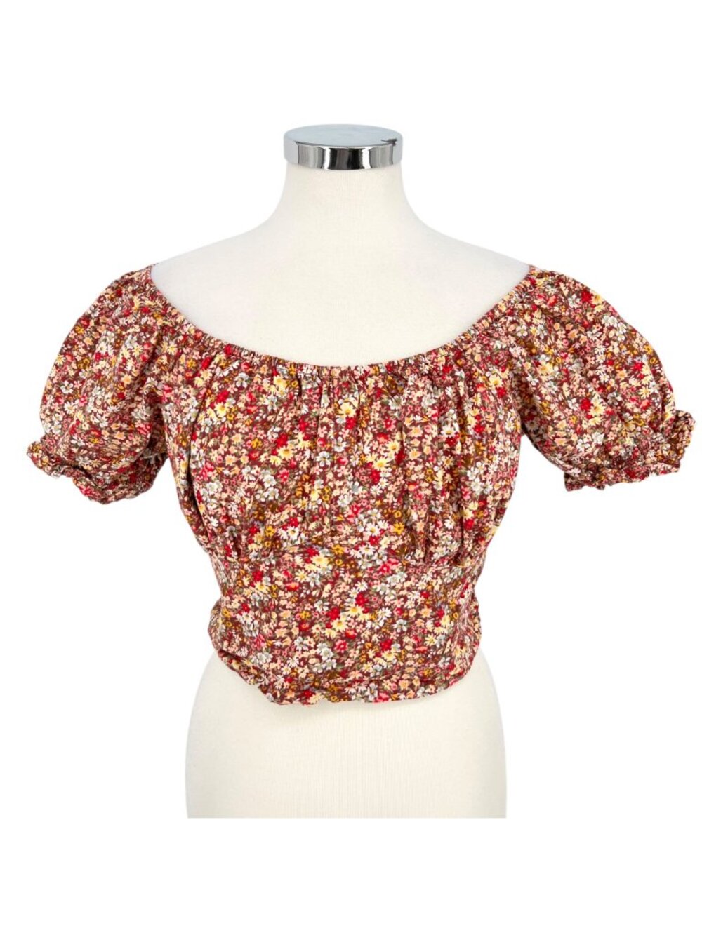 Sim & Sam Floral Off-Shoulder Puff Sleeve Crop Top Size XL